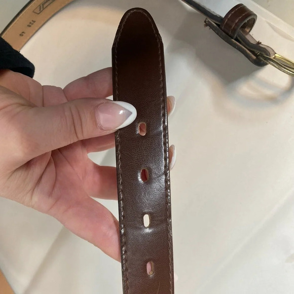 HABAND! Genuine Bonded Leather Belt Brown with Gold Hardware Size 40 - Picture 4 of 5